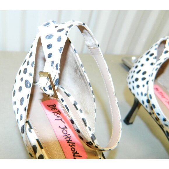 Betsey Johnson Womens Polka Dot Floral Accent Heels Sandal Ankle Strap Size 9M - Picture 8 of 15